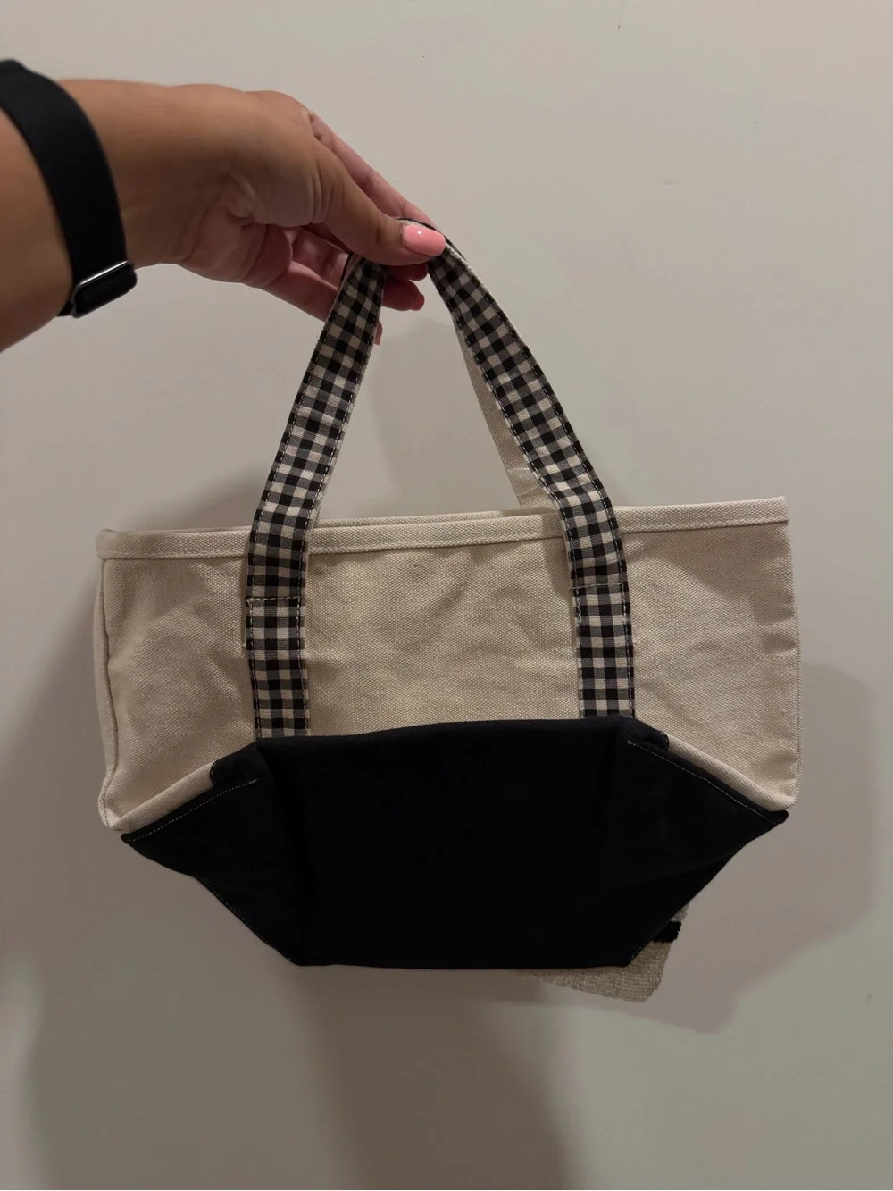 NWT Mini Canvas Beaded Berenedoodle Dog Tote Bag with Coin Pouch - Beige & Black
